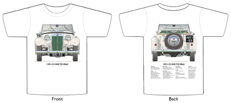 MG TD MkII 1951-53 T-shirt Front & Back